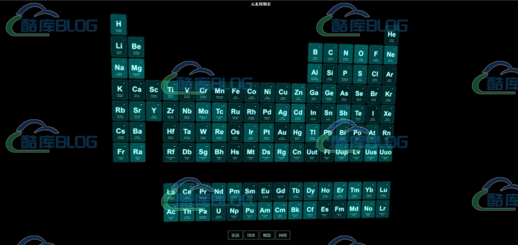 一个超高级的元素周期表页面html源码 第3张插图