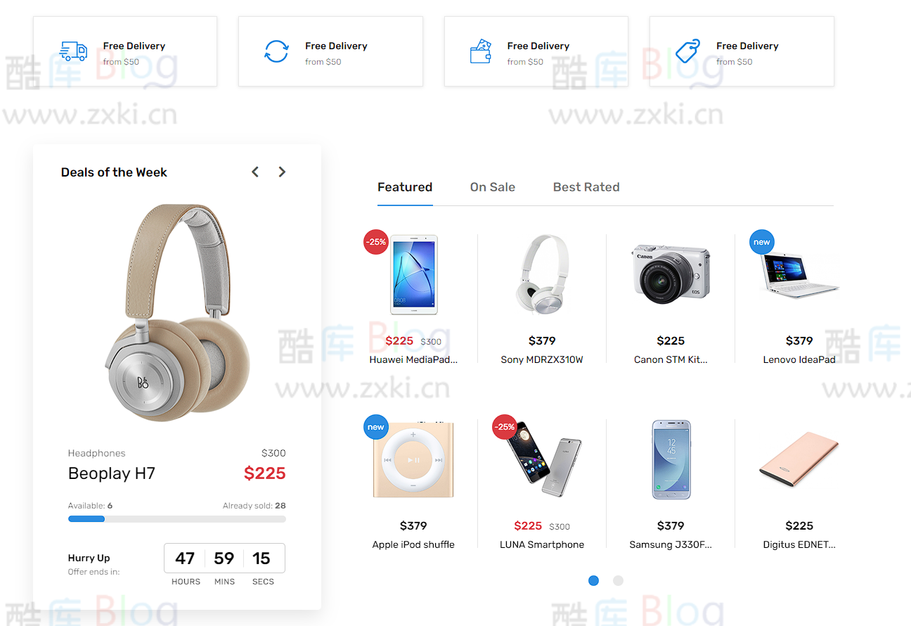 浅蓝色干净简洁的响应式数码商城模板源码 第6张插图