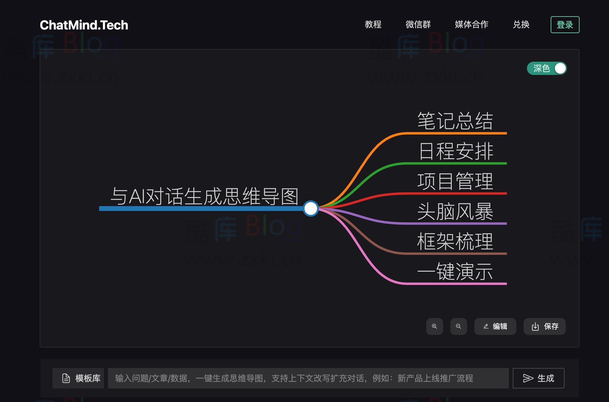 ChatMind在线人工智能AI生成思维导图网站