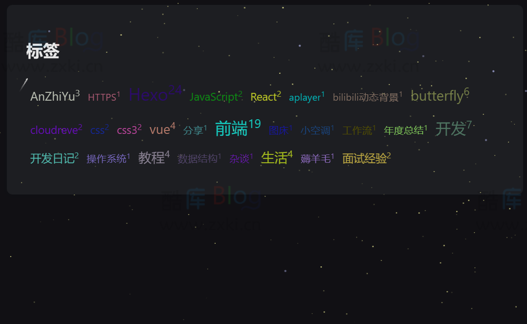 博客深色模式下添加粒子流星划过效果canvas