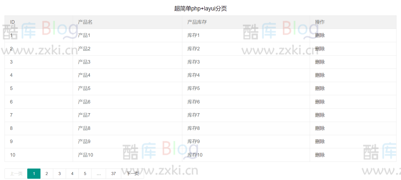 PHP7+LayUI实现简单分页和搜索功能