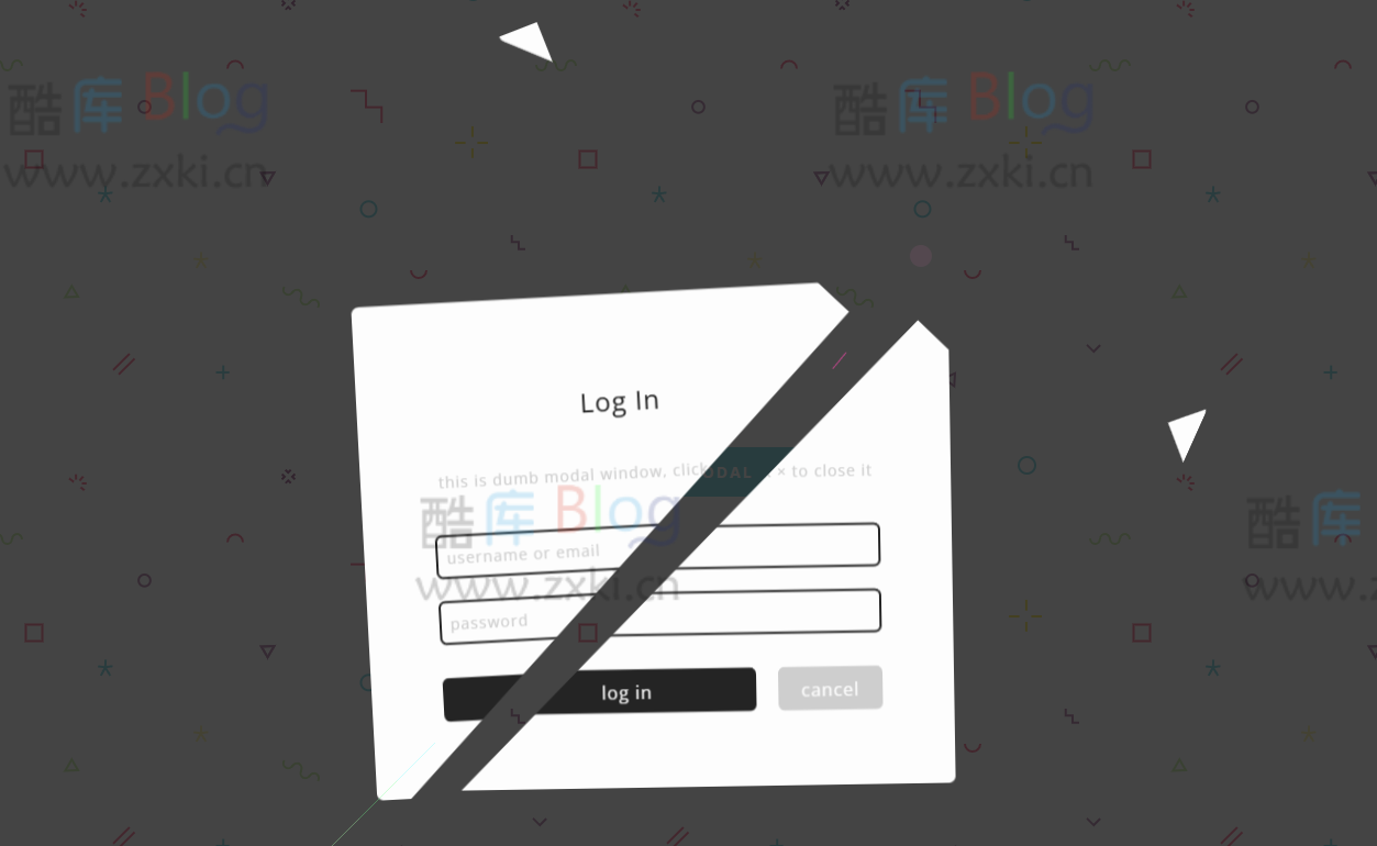 超炫酷爆裂式关闭登录窗口动画的HTML5模板源码