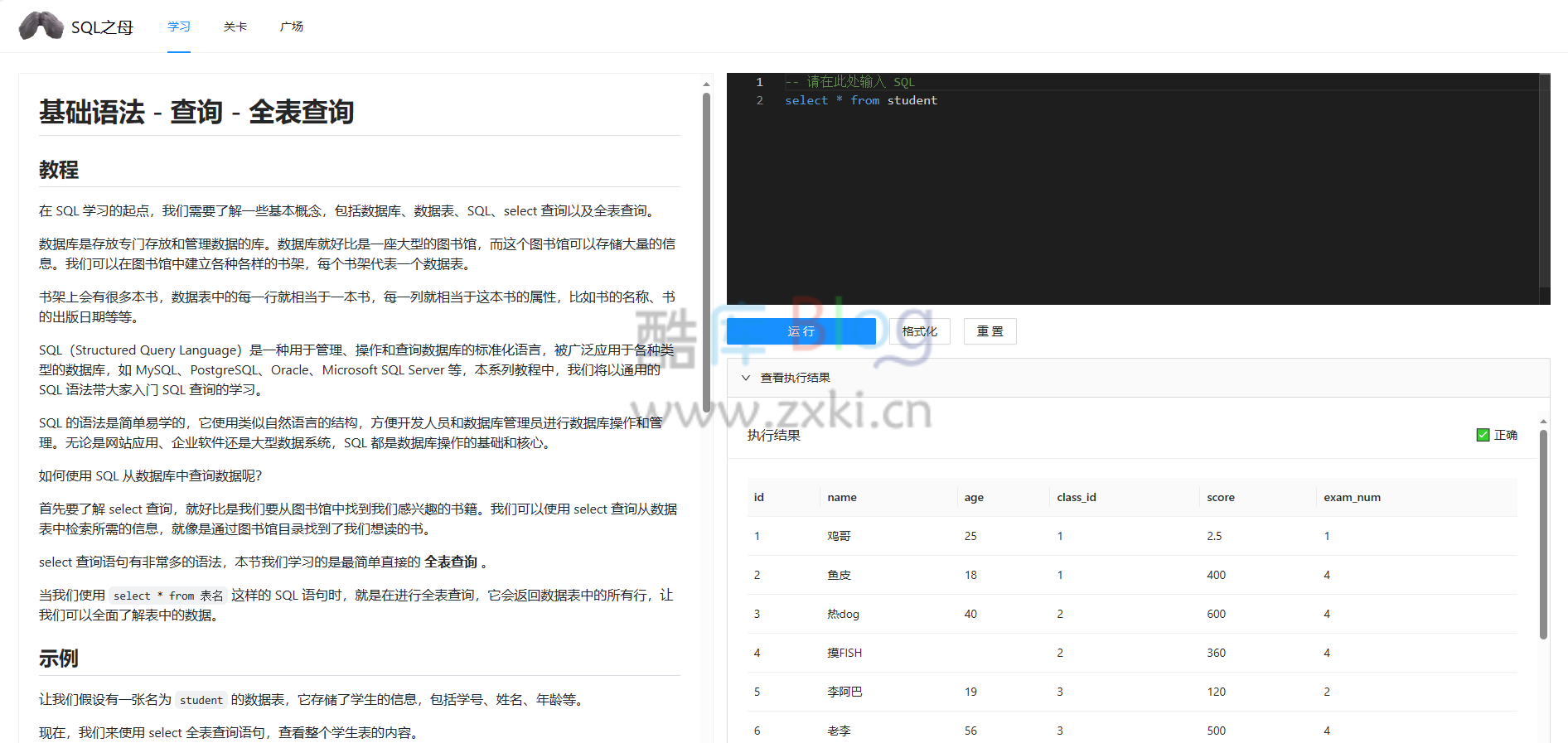 SQL 之母-免费的闯关式 SQL 自学教程网站源码