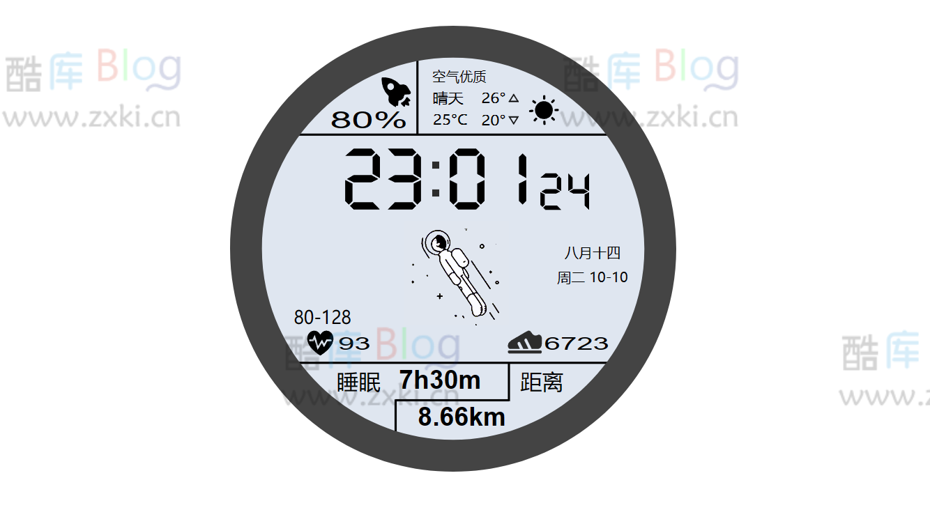 华为太空人表盘GT2HTML源码
