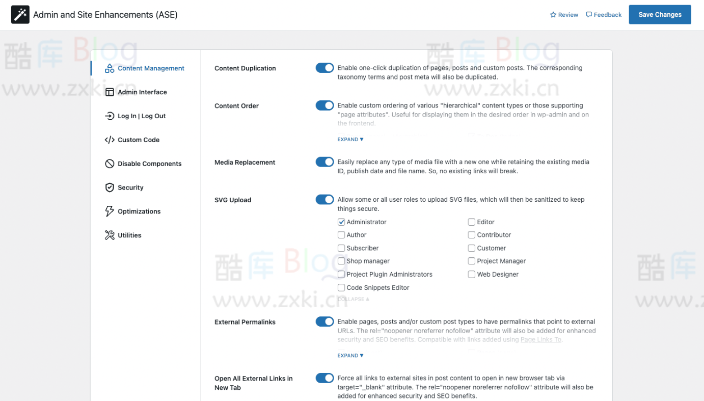 WordPress优化网站速度插件:Admin and Site Enhancements (ASE) 第5张插图 WordPress优化网站速度插件:Admin and Site Enhancements (ASE) 第5张插图