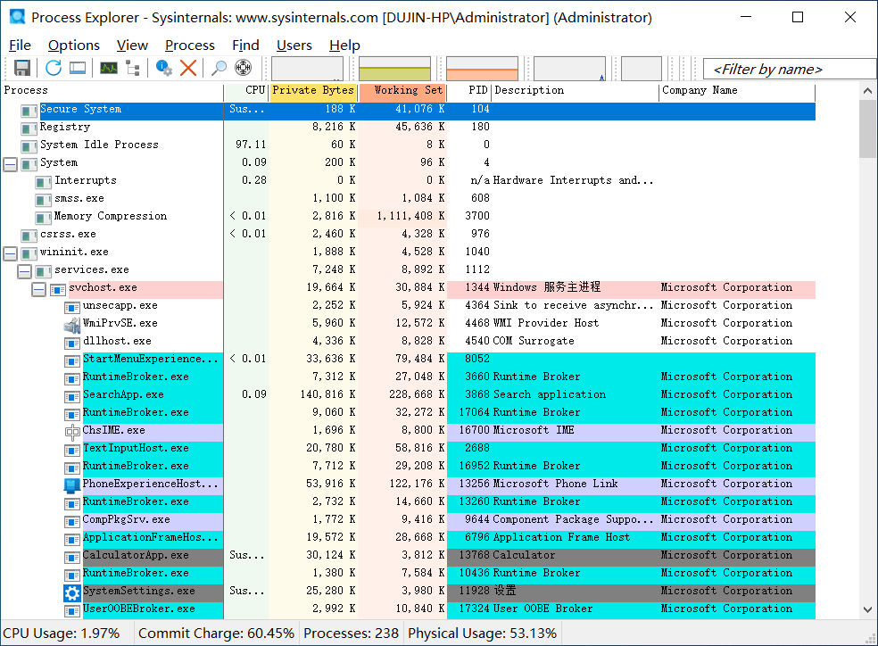 微软出品进程资源管理工具 Process Explorer 代替火绒剑