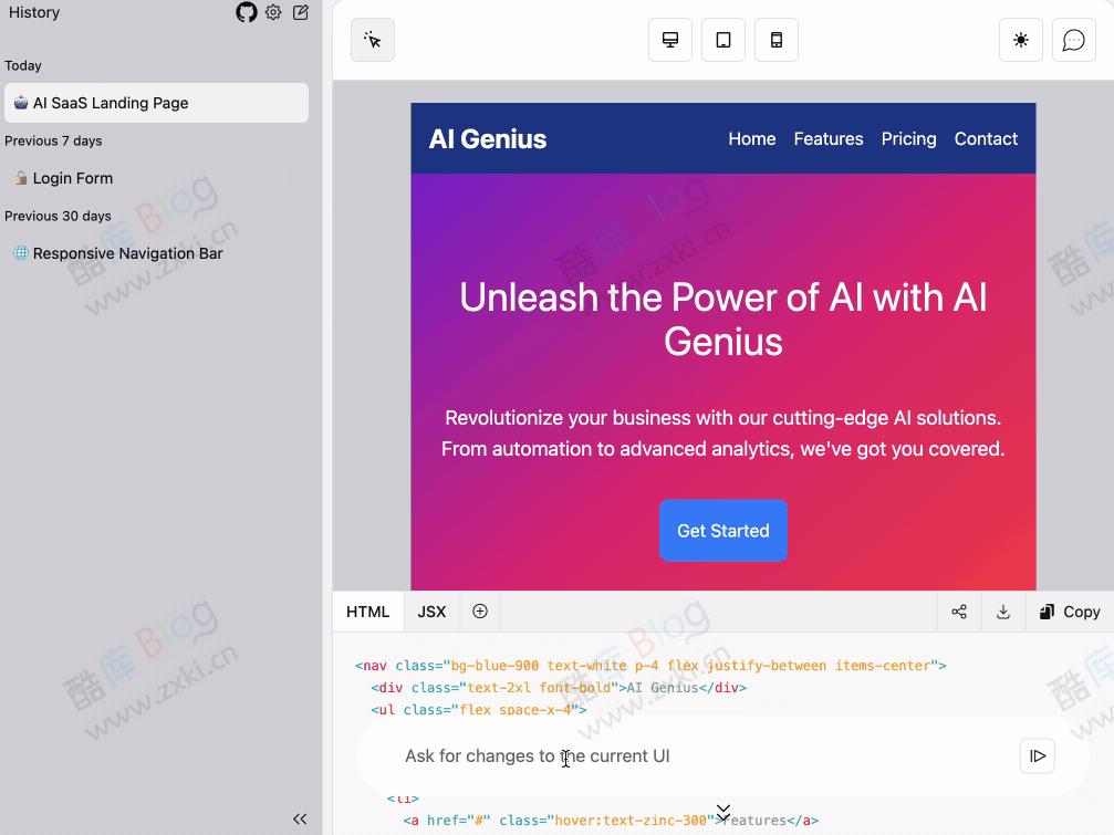 OpenUI-根据描述AI生成UI界面代码 第3张插图