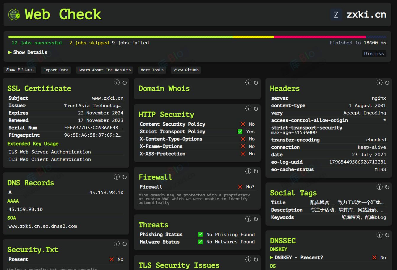 Web Check - 网站功能强大一体化测试工具 第5张插图 Web Check - 网站功能强大一体化测试工具 第5张插图