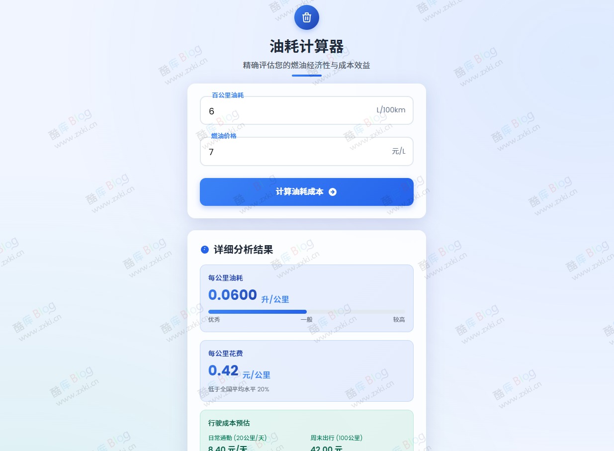 一款好看的油耗计算器HTML源码 第5张插图 一款好看的油耗计算器HTML源码 第5张插图